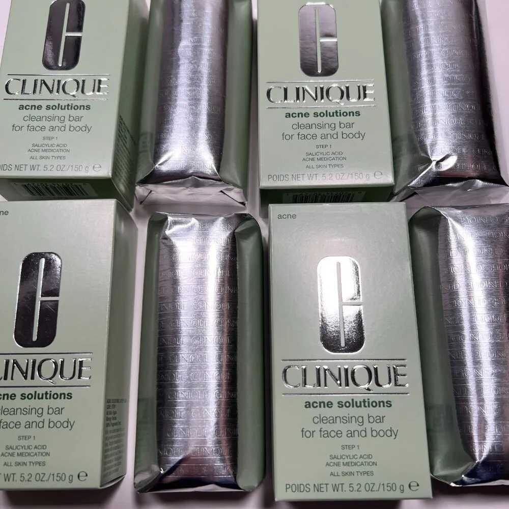 LOT of 4 Clinique Acne Solutions Cleansing Bar Soap For Face and Body Full Size